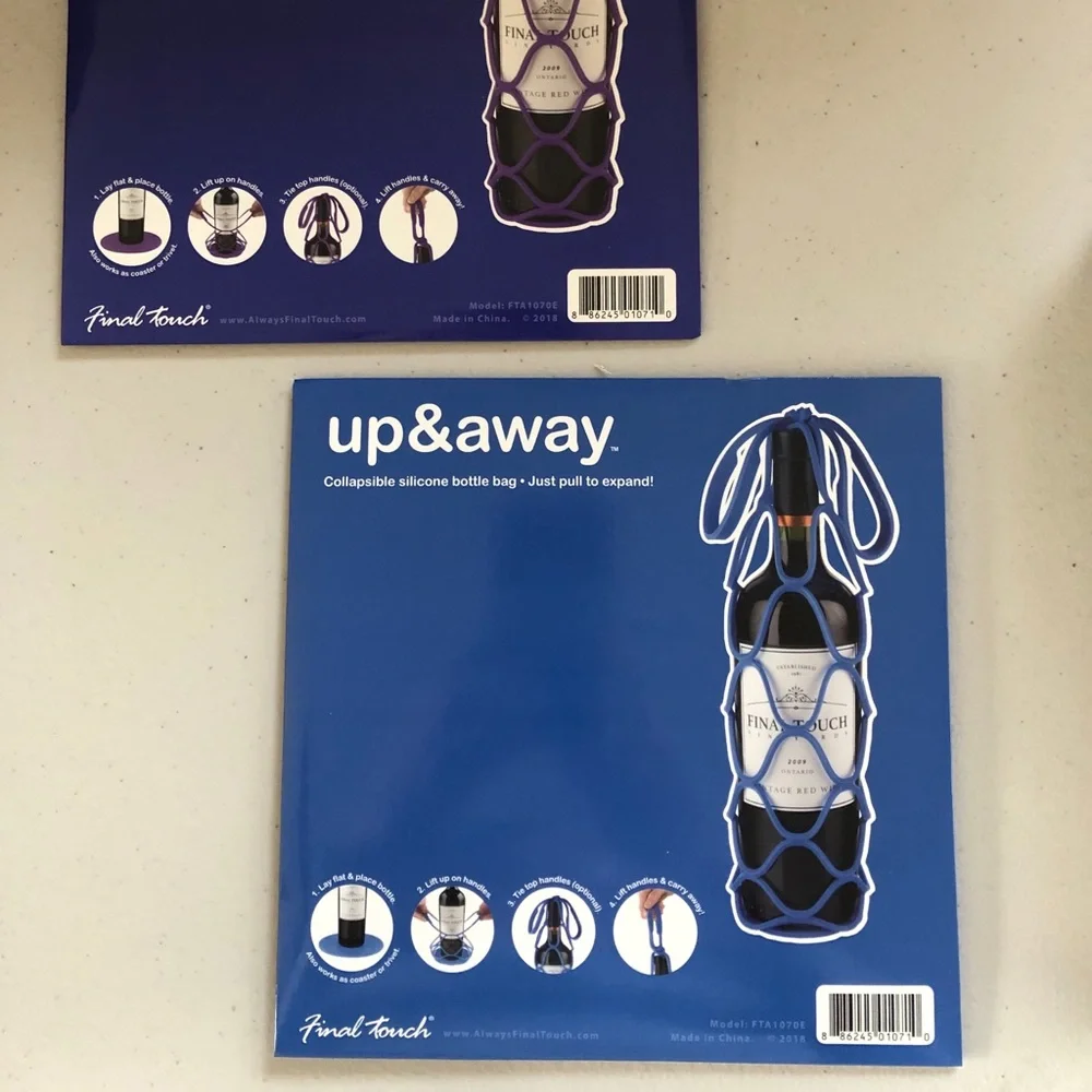 2 collapsible silicone wine champagne bottle carrying bags